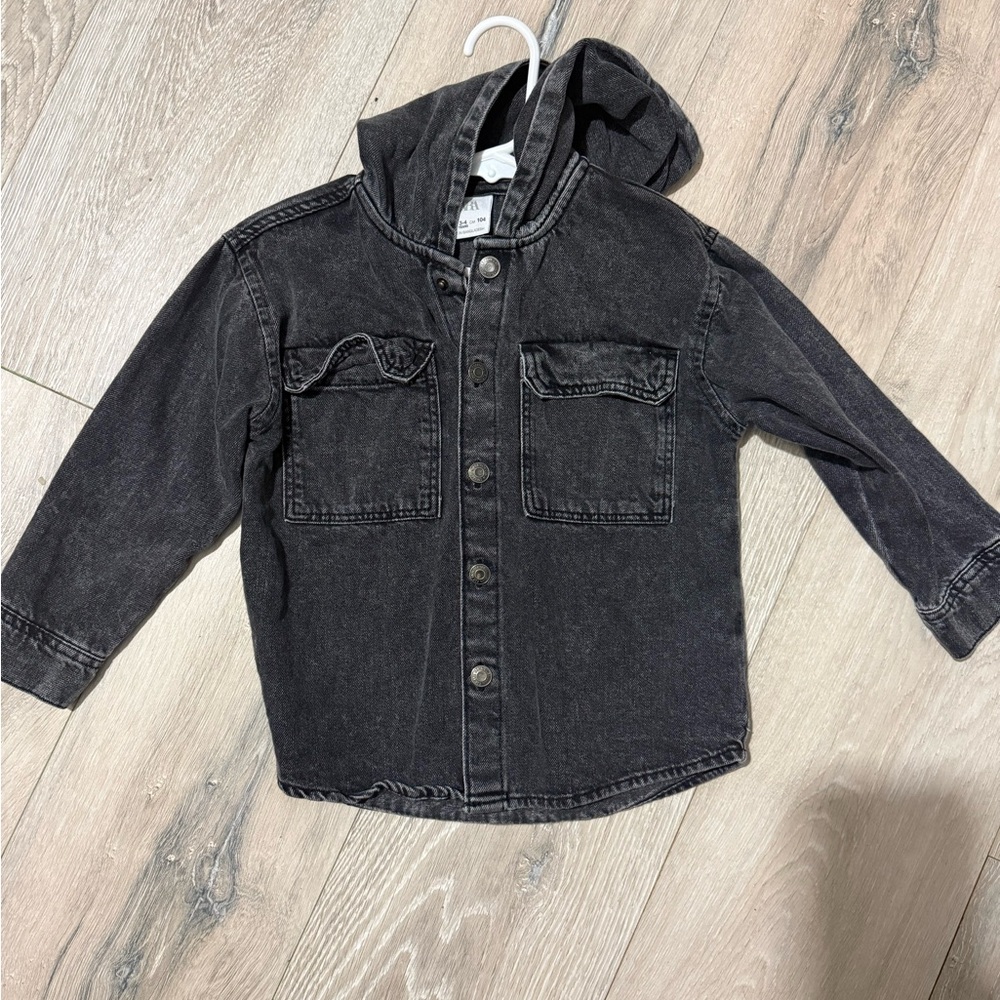 Zara Charcoal Kids Denim Jacket with Hood